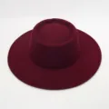 Sombrero fedora de fieltro de lana vino tinto, estilo jazz vintage ala ancha 8cm. - Talla única / Burdeos