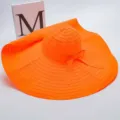Zomer vrouwen brede rand zonnedhoed opvouwbaar ademend buiten strand oranje zonnescherm hoed - Parapluhhoed met brede rand van 20 cm - oranje