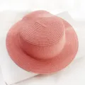 Summer pink straw hat, flat top sun hat, candy color woven beach hat for women and men. - Dusty Pink