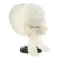 Women Summer Straw Hat Beige Large Bow Sun Hat Beach Holiday Rolled Brim Sunshade Cap - Cream