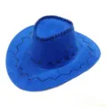 Blue suede cowboy hat for men and women, wide brim sun protection vintage outdoor travel hat. - One Size / Sapphire Blue