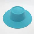 Sombrero plano de fieltro de lana turquesa, fedora jazz vintage lisa de ala ancha - Talla única / Azul lago