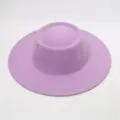 Sombrero de fieltro de lana color lavanda liso de ala ancha, estilo fedora cúpula retro. - Talla única / Violeta Claro