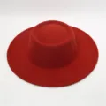 Sombrero de jazz de fieltro de lana rojo vintage ala ancha bombete elegante invierno gorra - Talla única / Rojo Ladrillo