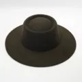 Sombrero de fieltro de lana de ala ancha vintage para mujer, elegante sombrero de jazz liso retro. - Talla única / Verde Militar