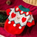 Maglione natalizio per animali domestici cani gatti carino gilet lavorato a maglia rosso - Orsetto di Natale rosso