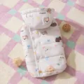 Verdikke huisdier wintervest met puppy print en capuchon, warme hondenkleding voor koude dagen. - S / Miya Wit