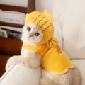 Süßes Katzenkostüm Winter Haustier Kleidung lustige Fisch Mütze warme Weste für kleine Hunde Katzen - XS (Empfohlenes Gewicht 0.5-1.5kg) / Locke Gelb