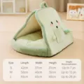 Tenda per animali in peluche verde letto per gatti chiuso con taglie per sonno invernale. - L (Peso Suggerito Sotto 20 lbs) / Cuccia Pane Avocado