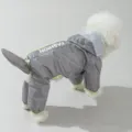 Imperméable pour chien à quatre pattes avec capuche et queue pour petits animaux gris - S / Vert