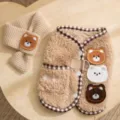 Cute teddy fleece pet dog vest and scarf set with bear embroidery for small dogs autumn winter. - XS / Scarf Bear Fleece Coat
