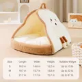 Lit de chat en forme de pain de mie toast, maison pour animaux en peluche douce et chaude. - S (poids recommandé max. 2,5 kg) / Lit Pain Crème