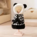 Winterwarmer Hundekleid mit Kapuze, schwarz weisser Karoumhang fuer kleine Hunde und Katzen. - XS / Zweiteiliges Set / Reo Schwarz
