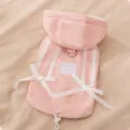 Felpa con cappuccio per animali in pile rosa con fiocco bianco, vestiti caldi cane gatto inverno. - XS / Top / Rosa Oli