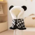 Warmer Haustier Winter Umhang mit Karo Muster und niedlicher Kapuze fuer kleine Hunde und Katzen. - XS / Cape / Reo Schwarz