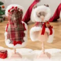 Christmas plaid pet dog clothes winter warm cloak for small dogs cats puppy apparel - XS / Red Plaid