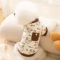 Süße Hundekleidung für kleine Hunde, karierter Fleece-Pullover mit Tasche und Print. - XS(Empfohlenes Gewicht 0.5-1.5kg) / Brauner Welpe