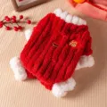 Gemütliche warme Haustier Vierbeiner Kleidung rote Fleece Hundebekleidung mit Leinenring Katzen - XS / Neujahr Segen (Leinenkompatibel)