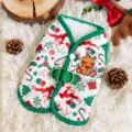 Gilet natalizio in pile per animali domestici con stampa renna per piccoli cani gatti. - Gilet piccolo omino di pan di zenzero
