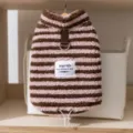 Warme fleece hondenkleding winter huisdier trui voor kleine honden en puppy katten - Roze gestreepte rol (Nieuw model 2025)