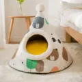 Comoda tenda letto per animali, calda yurta triangolare con simpatici disegni di animaletti carini. - S (38*38cm) / Orso Grigio