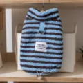 Leuke hond fleece trui herfst winter warme huisdierkleding met blauwe strepen ring - Blauw gestreepte rol (Nieuw model 2025)