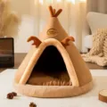Letto tenda in peluche caldo per animali domestici in inverno, cuccia per gatti - Taglia S / Alce Marrone