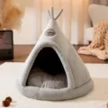 Comodo letto a tenda in peluche grigia per gatti e piccoli cani, calda yurta invernale. - Taglia S / Lucky grigio