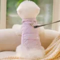 Cute autumn winter pet clothes warm purple quilted dog vest with leash ring and pocket detail - XS (Recommended weight 0.5-1.5kg) / Purple Padded
