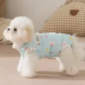 Cute winter warm pet cat princess dress, stylish floral quilted apparel for small dogs and cats. - Blue Flutter Sleeves