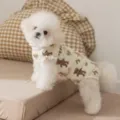 Warm pet dress for cats and dogs, cute teddy bear print quilted winter princess apparel. - Yellow Fly Sleeve