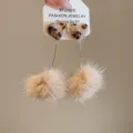 Orecchini pendenti a cuore in peluche rétro autunno inverno, pompon chic da donna. - Stile Cuore Leopardo Lungo (14#)