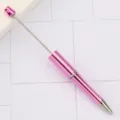 Pink electroplated DIY beadable ballpoint pen with a sleek metallic finish for crafting - 30-UV Rouge Pink