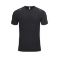 Men's slim fit quick dry athletic sports t-shirt in solid black finish - Basic Black