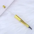 DIY beadable ballpoint pen in metallic gold plating for custom jewelry crafting. - 95-uv yellow