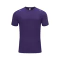 Men's purple quick-dry athletic t-shirt featuring reflective strips and a classic crew neck - Tsinghua Purple