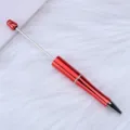 Metallic red electroplated DIY beadable ballpoint pen on white faux fur background - 96-uv red