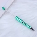 Metallic turquoise electroplated DIY beadable ballpoint pen with slim silver rod - 97-uv green