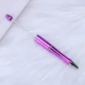 Elegant purple DIY UV electroplated beaded ballpoint pen with metallic rod and sleek design - 98-uv purple