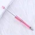 Premium pink UV plated beadable ballpoint pen for DIY crafts with sleek metallic finish - 102-uv rose pink