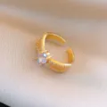 Exquisite 18k gold plated zirconia open ring, luxury high-end index finger jewelry. - 18# Micro-pave Rhinestone Design Style