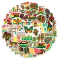 Details du pack de 50 autocollants impermeables Juneteenth pour bouteille et telephone. - Style Mixte (TQ50-1237) / 50 Feuilles