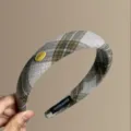 Autumn and winter plaid fabric headband, stylish retro hair hoop, elegant daily hair accessories - Green Plaid Style (31#) / Green