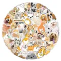 50 Pcs Autocollants Chien de Dessin Animé Mignon Imperméables Vinyle pour Bouteille - TQ50-0053