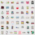 Detailed view of 50 book reading stickers set, waterproof vinyl decal for journal decor. - TQ51-0191