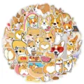 50pcs mignon corgi chien autocollants imperméable dessin animé vinyle décalcomanie pour valise - TQ50-0278