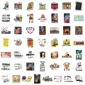50pcs waterproof book reading sticker set, cute literary vinyl decals for laptop and journal. - TQ50-0794