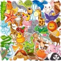Lot de stickers animaux de dessin anime mignons, autocollants etanches pour ordinateur et agenda. - TQ50-0335 (40 pièces B)