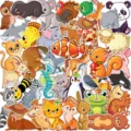 Lot d'autocollants d'animaux de dessin animé mignons pour ordinateur portable gourde pack - TQ50-0336 (40 pièces C)