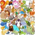 Pack d'autocollants d'animaux de dessin animé mignons, autocollants en vinyle pour ordinateur. - TQ50-0337 (40 pièces D)
